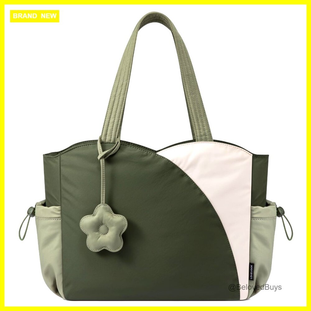 Puffer Tote Bag With Zipper, 11 Pockets, Holds 15.6 Inch Laptop